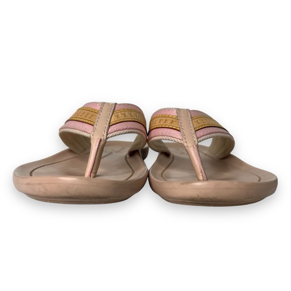 Louis Vuitton Bastia Pink Canvas & Tan Leather Monogram Flat Thong Sandal 9.5 - Picture 5 of 8